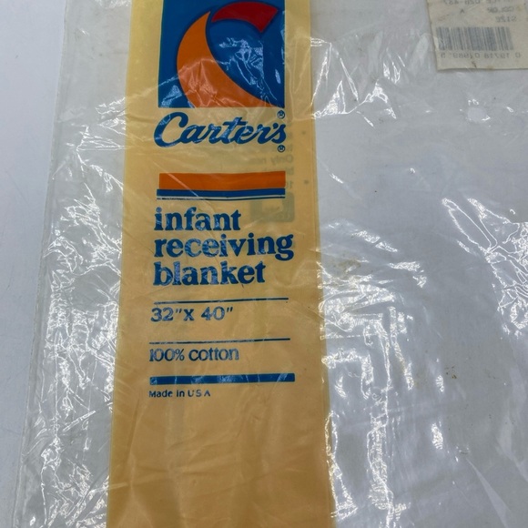 VTG Carters Aqua Yellow Dinosaur Tracks Feet Dots Baby Blanket Cotton Security - Picture 4 of 4